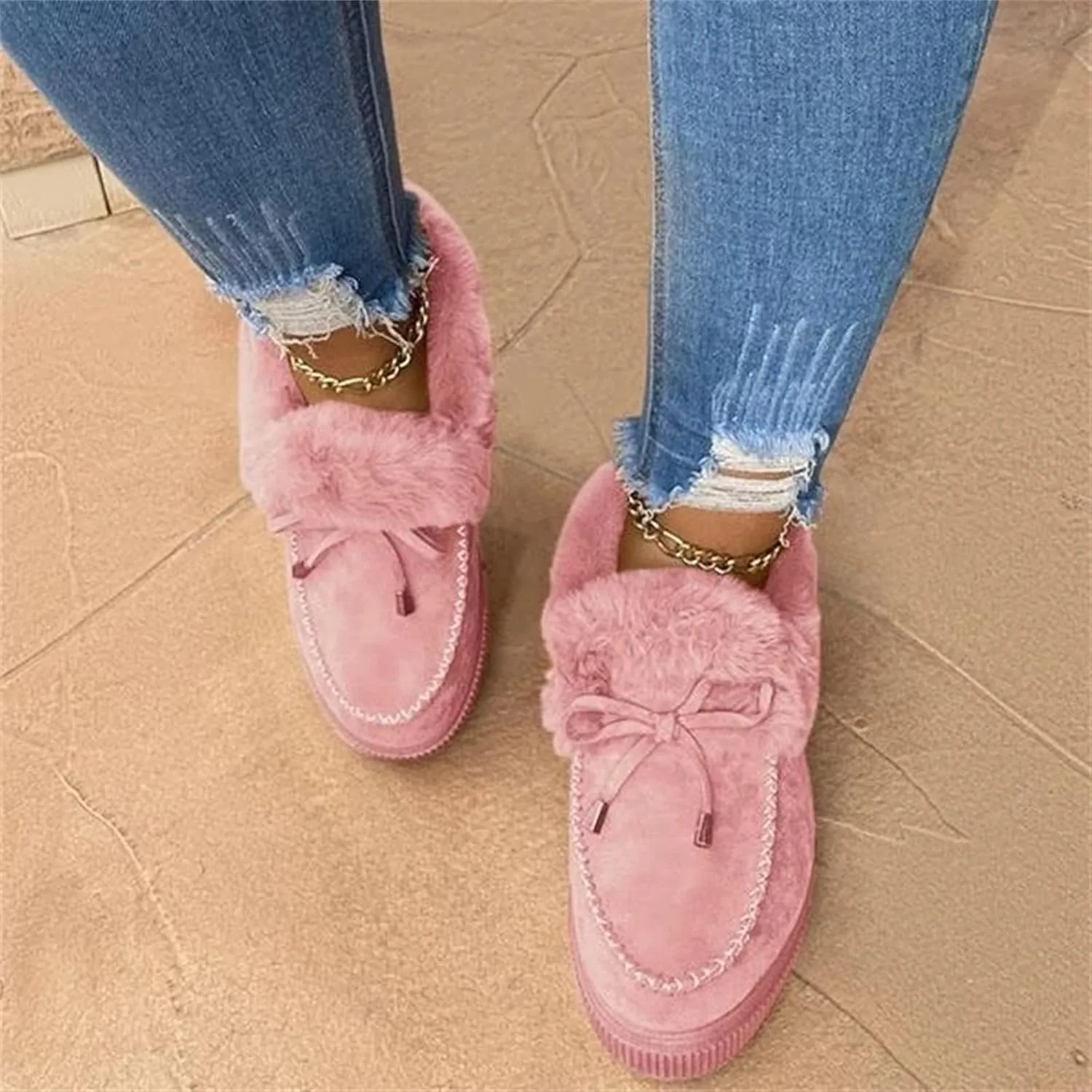 Winter Boots For Women 2024 Snow Boots Warm Ankle Booties Slip On Outdoor Fur Lined Comfortable Fashion Loafers Shoes