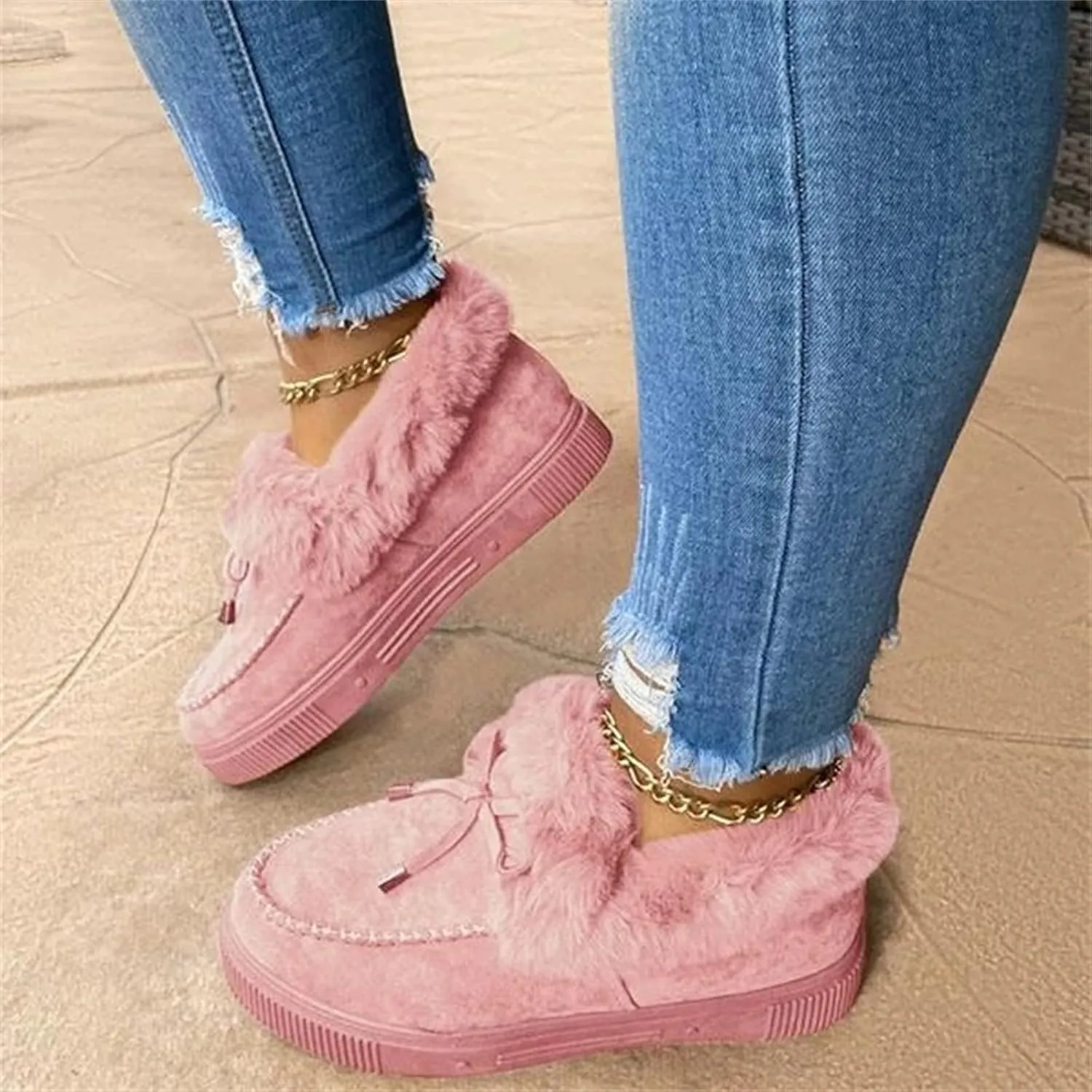 Winter Boots For Women 2024 Snow Boots Warm Ankle Booties Slip On Outdoor Fur Lined Comfortable Fashion Loafers Shoes