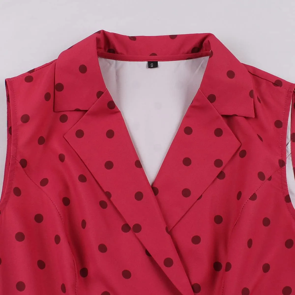 Women 50s 60s Vintage Sleeveless Cocktail Swing Dress 1950s Polka Dot Floral Audrey Rockabilly Prom Party Dress with Belt