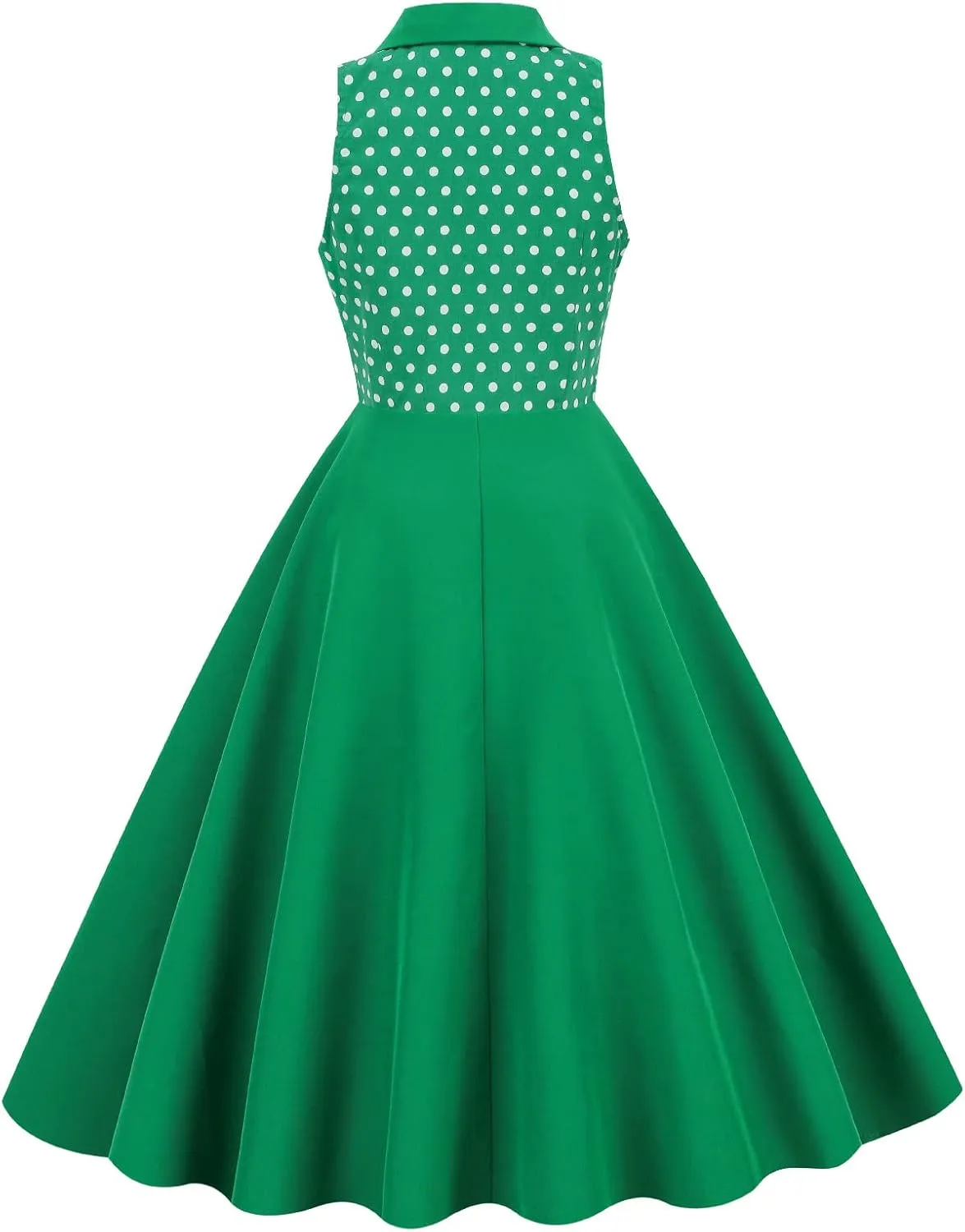 Women 50s 60s Vintage Sleeveless Cocktail Swing Dress 1950s Polka Dot Floral Audrey Rockabilly Prom Party Dress with Belt