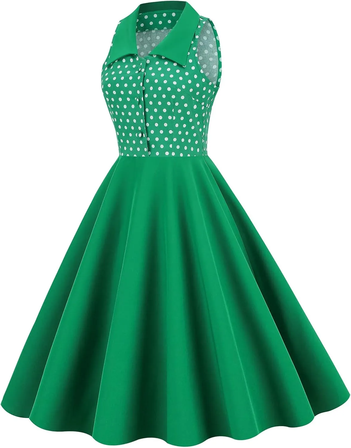 Women 50s 60s Vintage Sleeveless Cocktail Swing Dress 1950s Polka Dot Floral Audrey Rockabilly Prom Party Dress with Belt