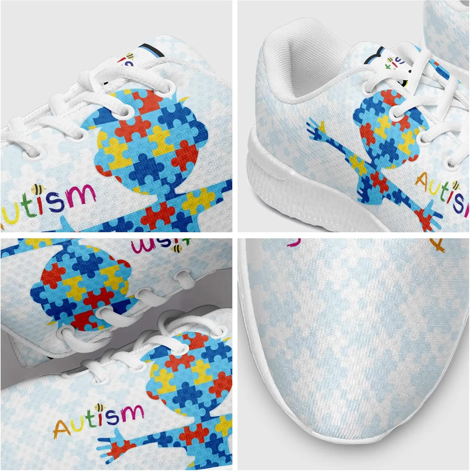 Women Casual Shoes,Autism Awareness Sneaker Slide On Comfort Lightweight Athletic Casual Tennis Gym Sneakers for Women