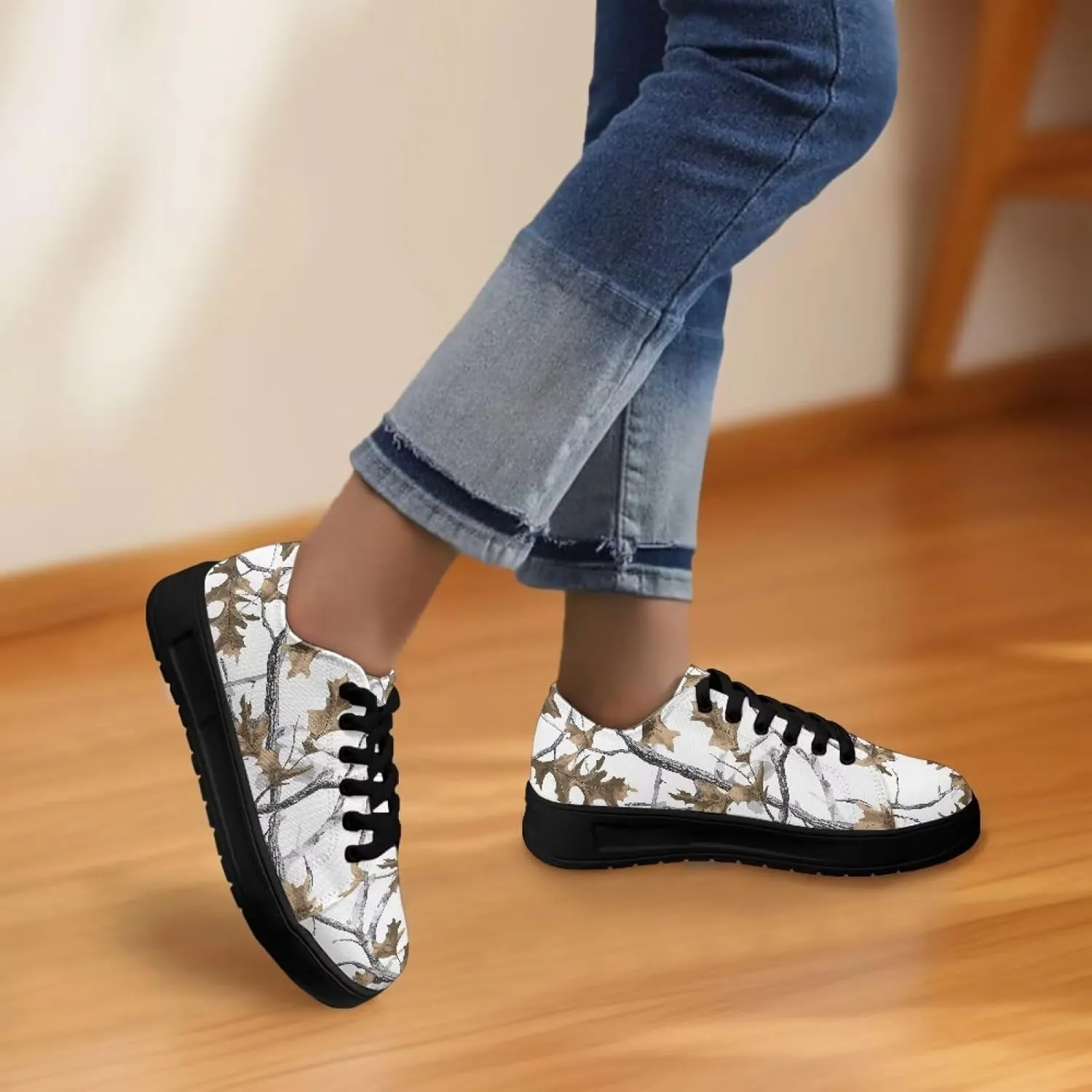 Women Classic Fashion Sneakers Lace Up Low Top Canvas Casual Sneakers Lightweight Breathable Comfort Wide Toe Shoes
