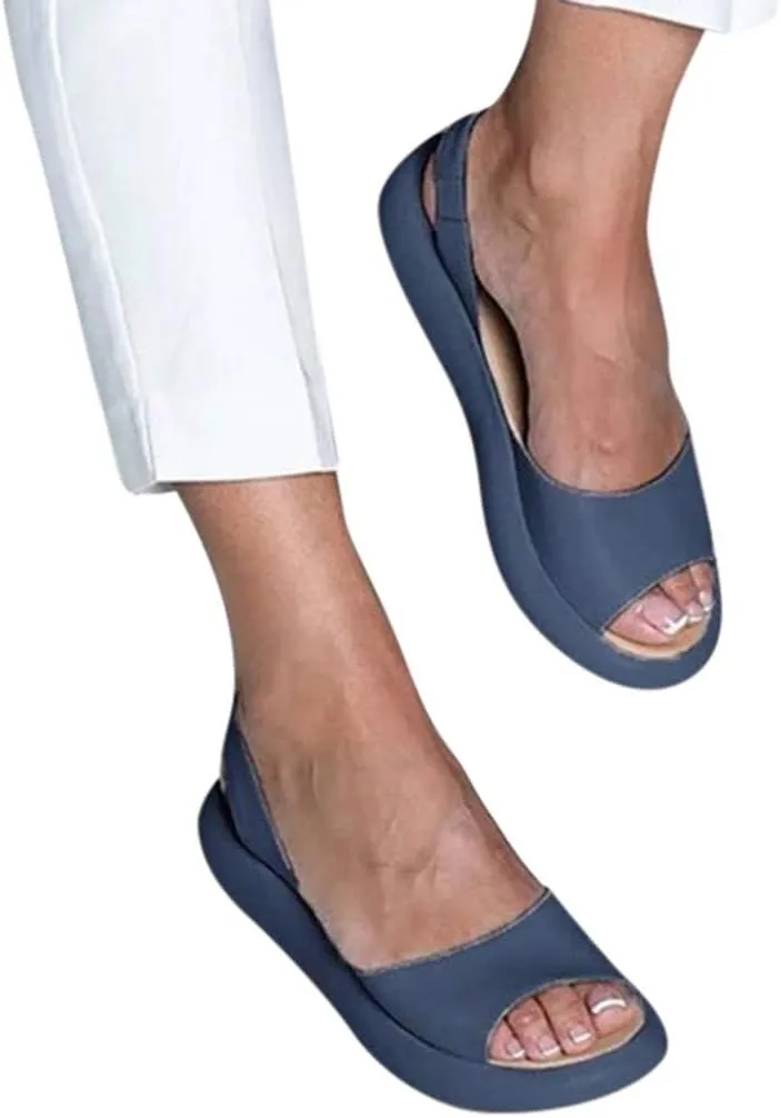 Women Roman Flat Ankle Strap Retro Summer Casual Comfort Fish Mouth Sandals