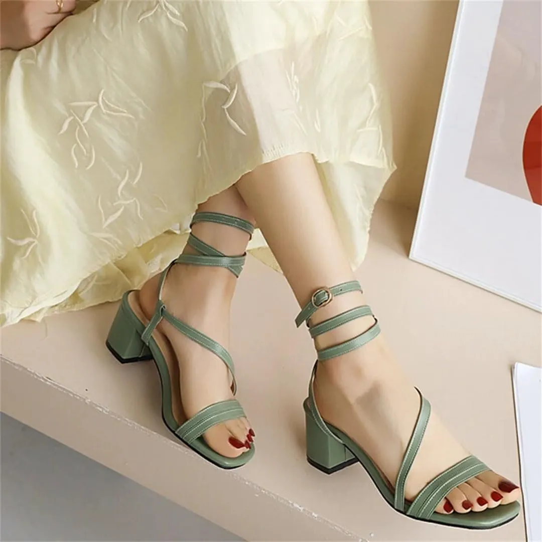 Women Sandals Peep Toe Ankle Strap Block Heels Non-Slip Sole Fashion With Medium Heel And Sexy Style Sandals