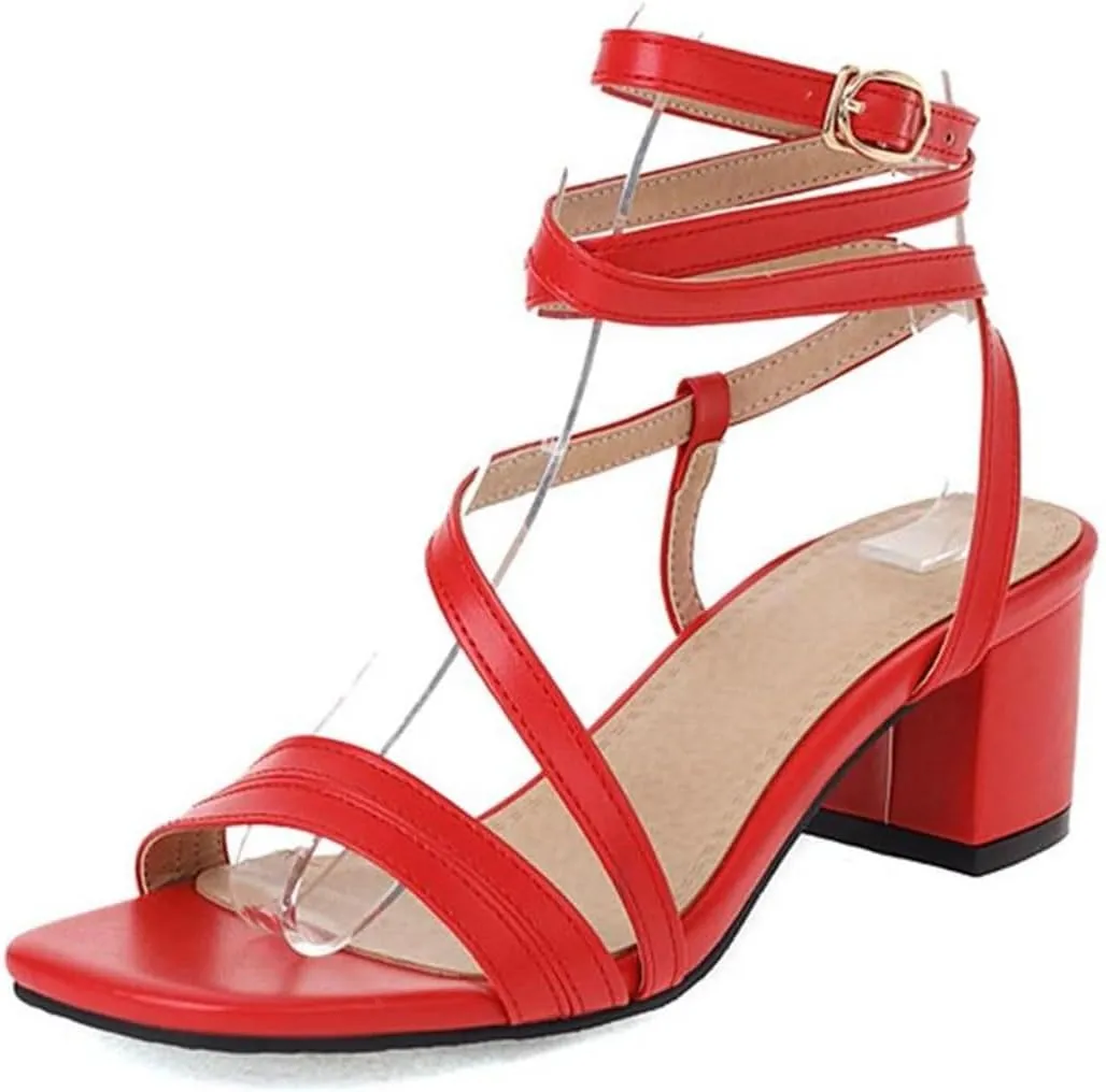 Women Sandals Peep Toe Ankle Strap Block Heels Non-Slip Sole Fashion With Medium Heel And Sexy Style Sandals