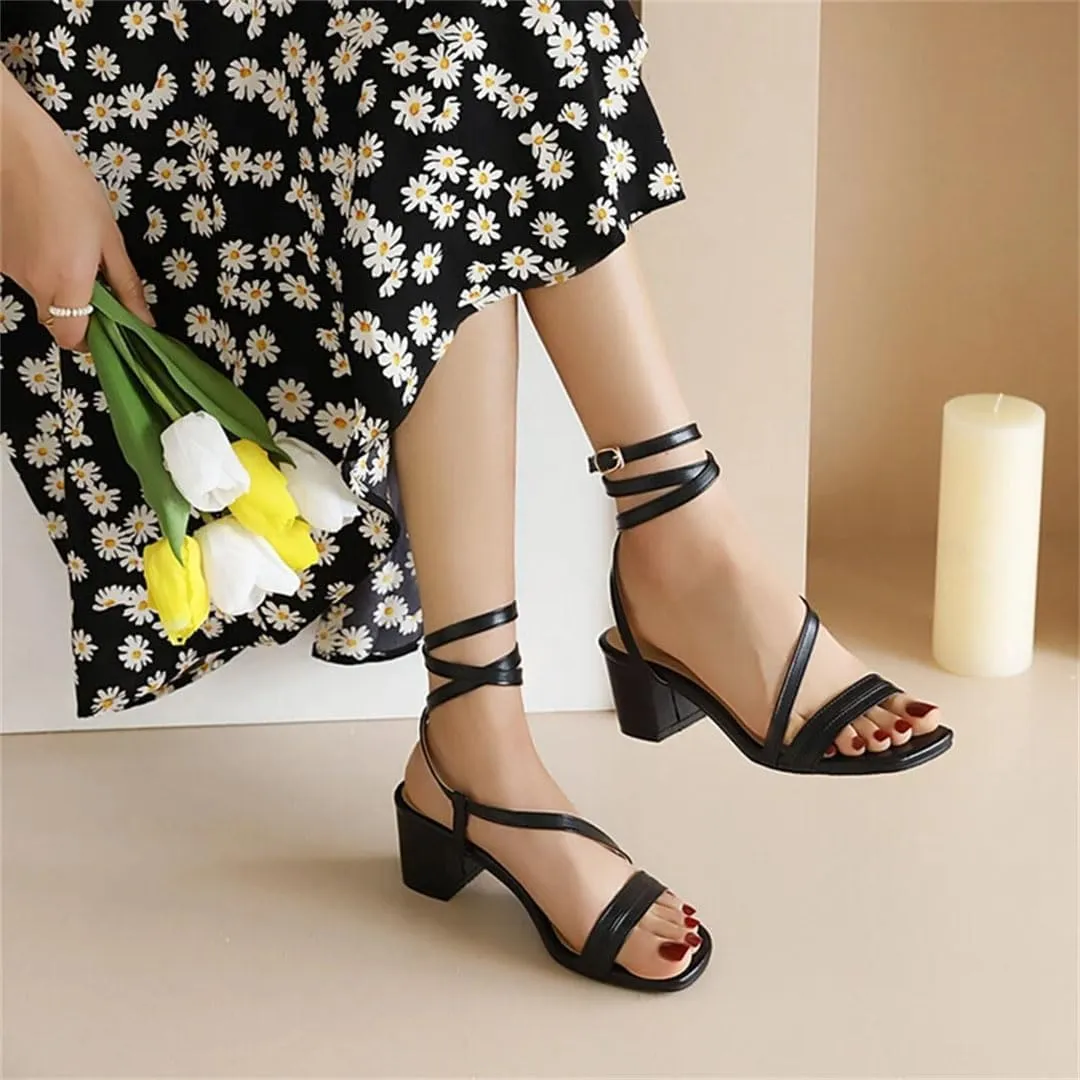 Women Sandals Peep Toe Ankle Strap Block Heels Non-Slip Sole Fashion With Medium Heel And Sexy Style Sandals