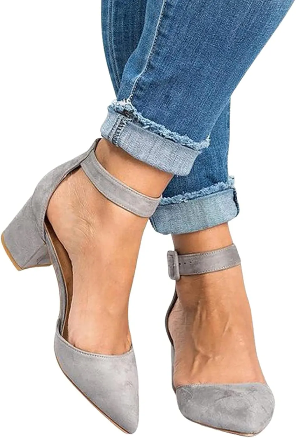 Women Strappy High Heels Open Toe Ankle Strap Chunky Heel Sandals Comfortable Wedding Party Dress Shoes