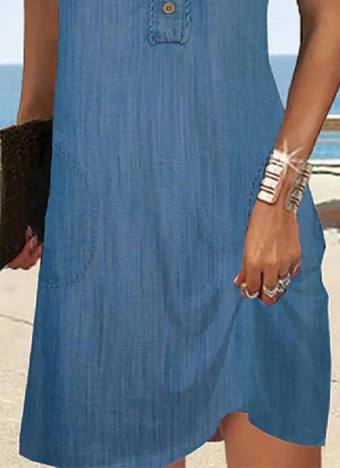 Womens 2025 Summer Blue Short Dress V Neck Short Sleeve Button Ruffle Casual Beach Vacation Party Mini Dress