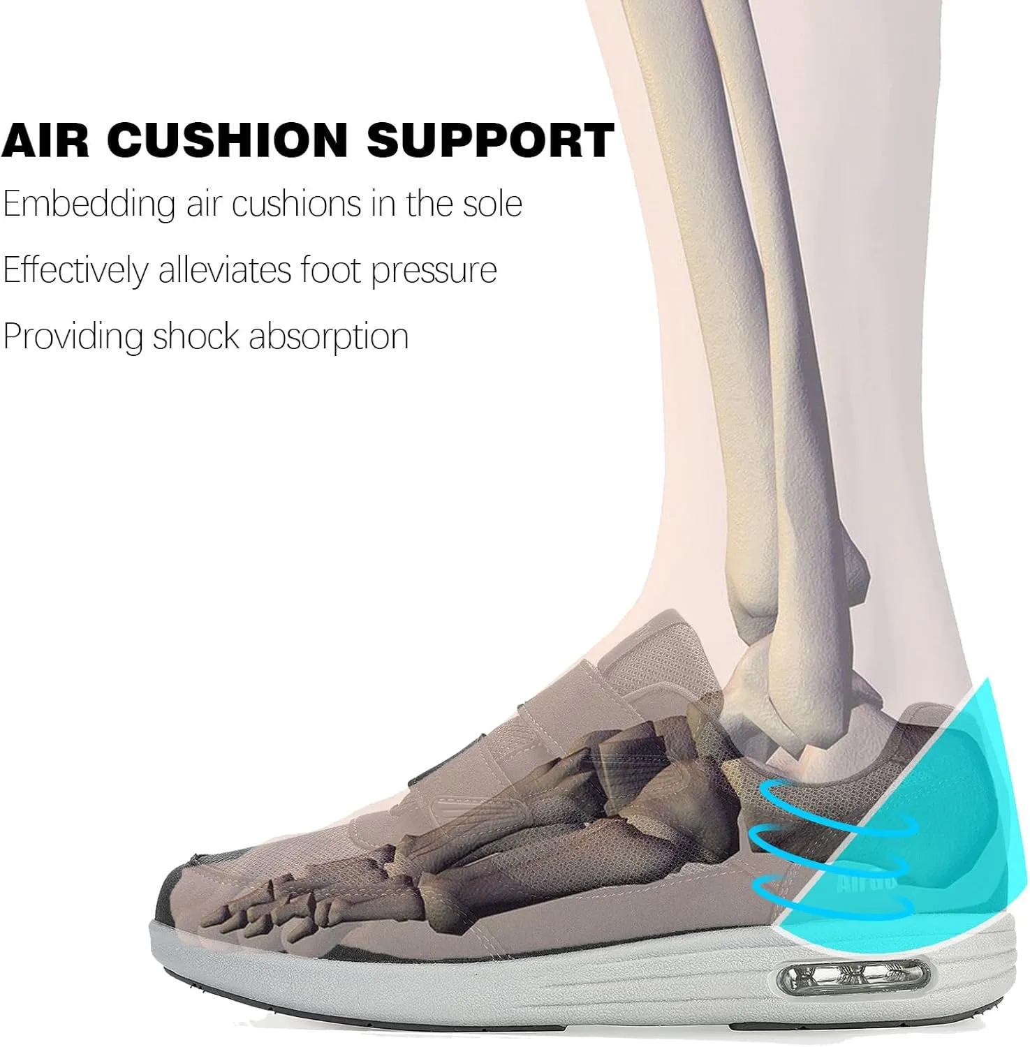 Women's Adjustable Fit Diabetic Shoes Orthopedic Walking Sneakers | Plantar Fasciitis/Swollen Feet/Bunions | Wide Size 6.5-11.5