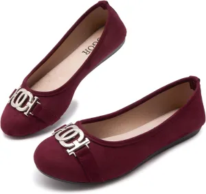 Women's Ballet Shoes Comfortable Slip on Round Toe Flat Casual Shoes for Walking, Driving, Dressy
