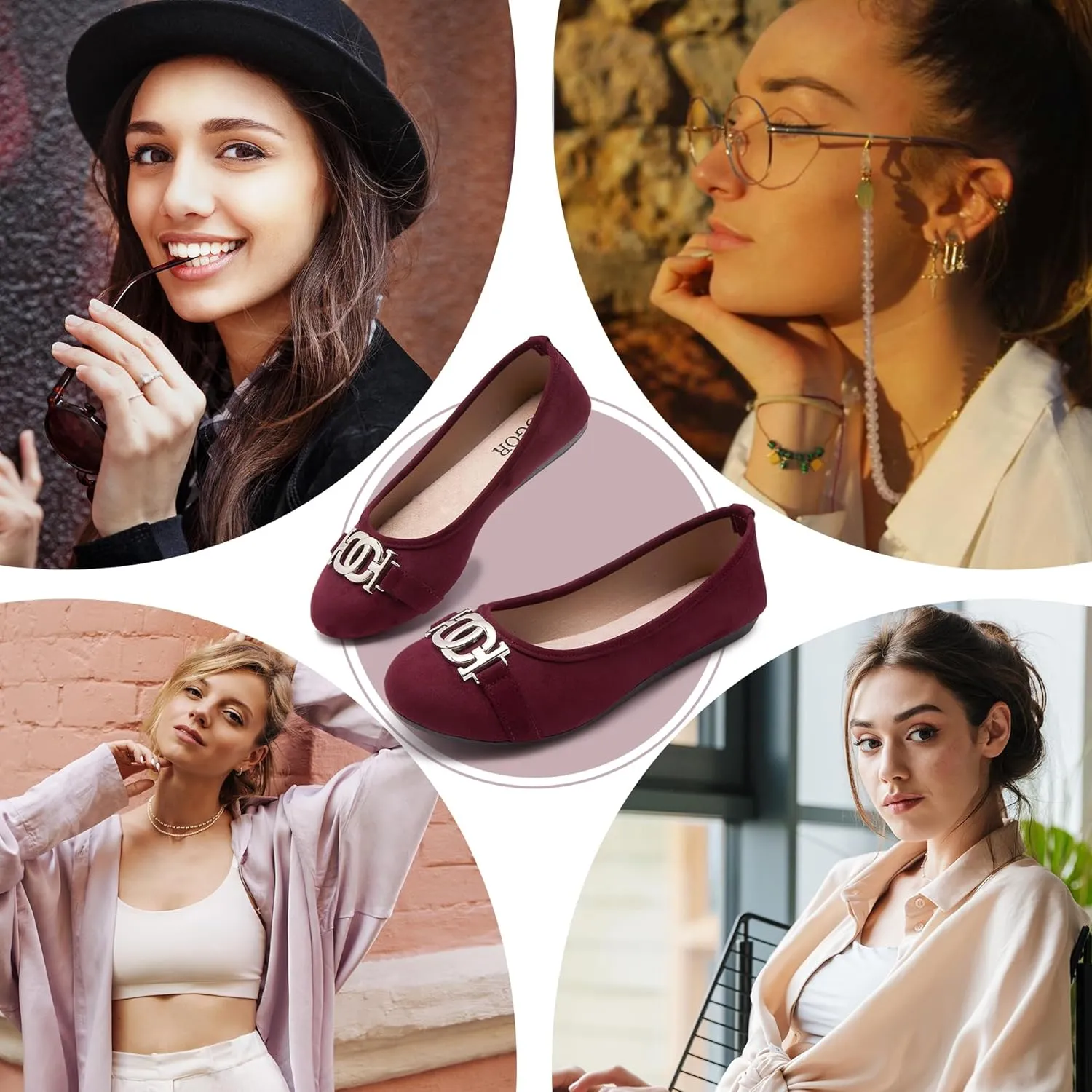 Women's Ballet Shoes Comfortable Slip on Round Toe Flat Casual Shoes for Walking, Driving, Dressy