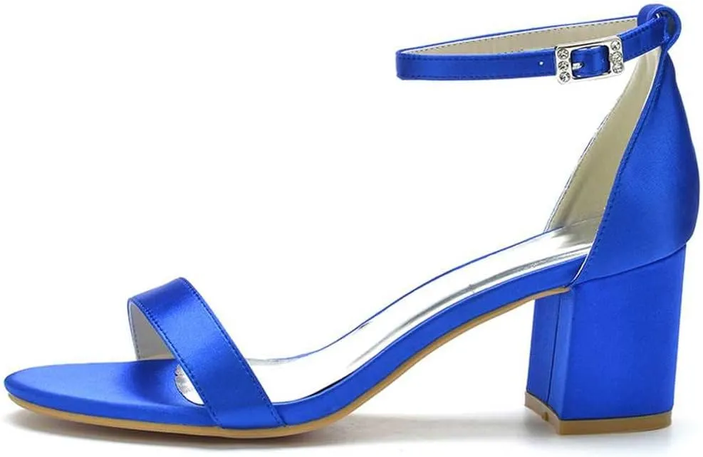 Women's Chunky High Heel Pumps & Sandals with Open Toe & Buckle Detail | Formal Shoes for Weddings, Parties, Proms, Evening Events & Dancing