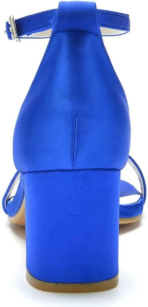 Women's Chunky High Heel Pumps & Sandals with Open Toe & Buckle Detail | Formal Shoes for Weddings, Parties, Proms, Evening Events & Dancing