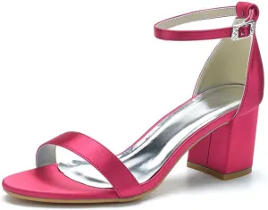 Women's Chunky High Heel Pumps & Sandals with Open Toe & Buckle Detail | Formal Shoes for Weddings, Parties, Proms, Evening Events & Dancing