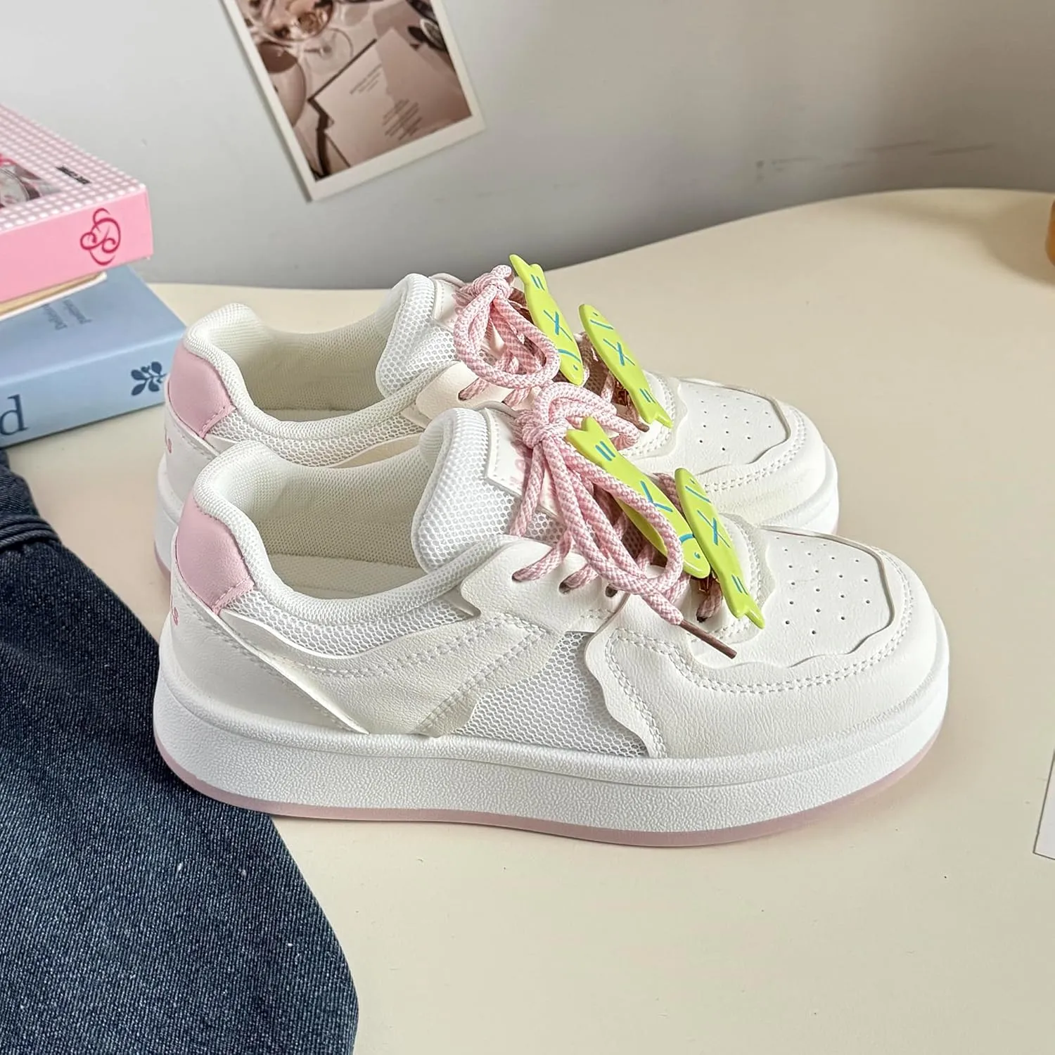 Women's Chunky Platform Sneakers Cute Y2K Cushioned Walking Shoes for Casual College & Daily Comfort