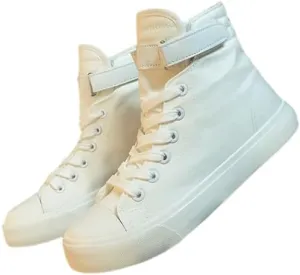 Women's Comfort High Top Canvas Sneakers - Preppy Solid Casual Lace-Ups