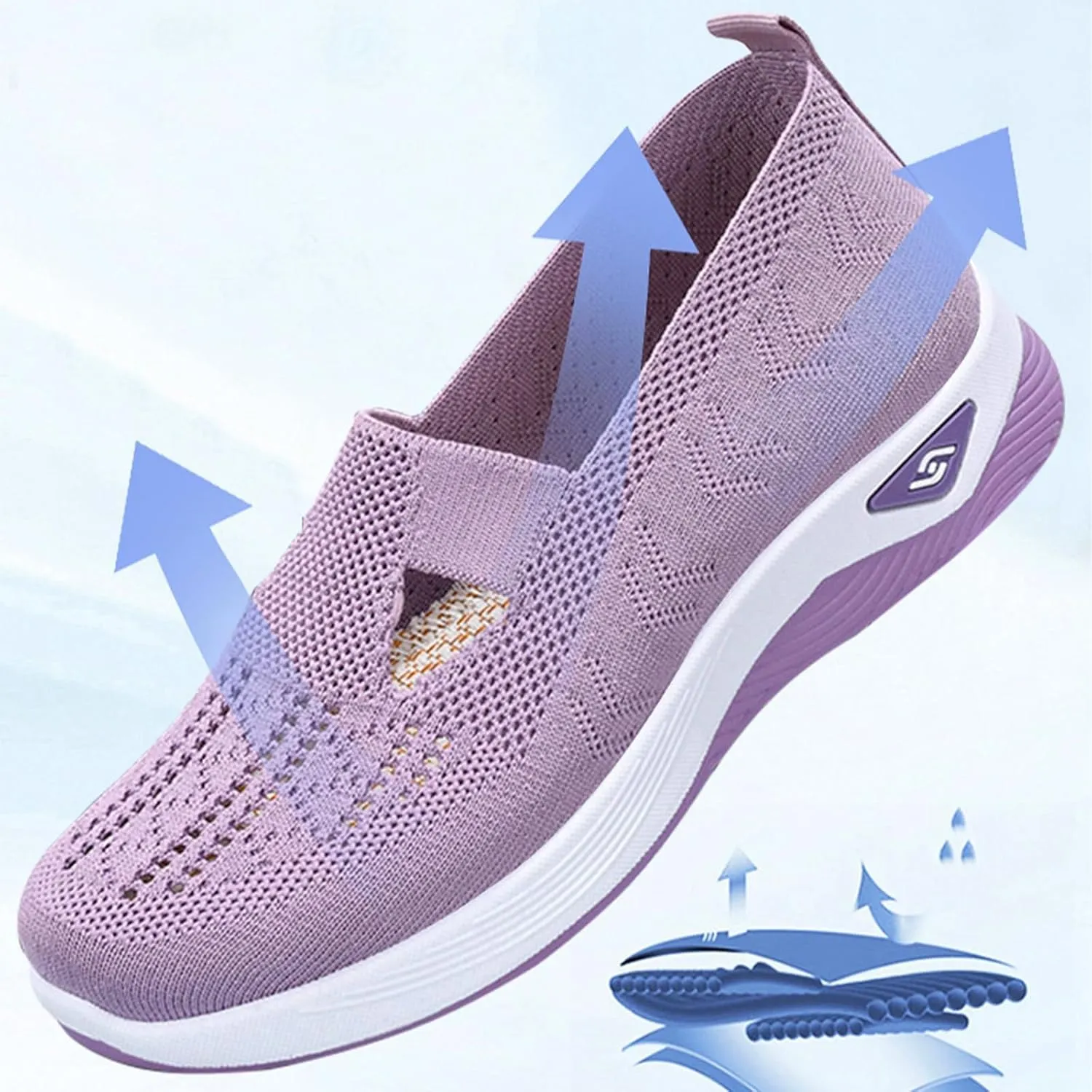 Women's Comfortable Breathable Knitted Sneakers,Knitted Sneakers for Women,Woven Cut-Out Orthopedic Sneakers Shoes,Lightweight Slip-On Walking Shoes Sknitted Breathable Sneakers