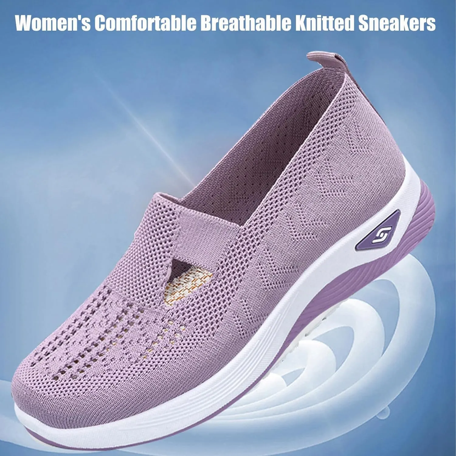 Women's Comfortable Breathable Knitted Sneakers,Knitted Sneakers for Women,Woven Cut-Out Orthopedic Sneakers Shoes,Lightweight Slip-On Walking Shoes Sknitted Breathable Sneakers