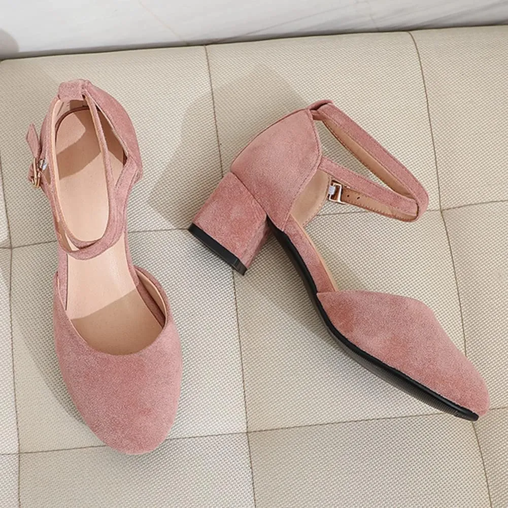 Womens Cross-tied Court Shoes Square Toe Low Block Heel Pumps Ladies Ankle Strap Sandals