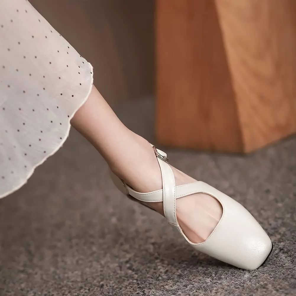 Womens Cross-tied Court Shoes Square Toe Low Block Heel Pumps Ladies Ankle Strap Sandals