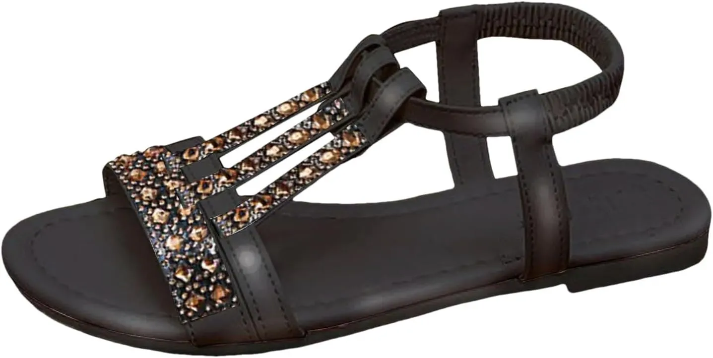 Women's Elastic Ankle Strap Beach Shoes Summer Casual Open Toe Sandals