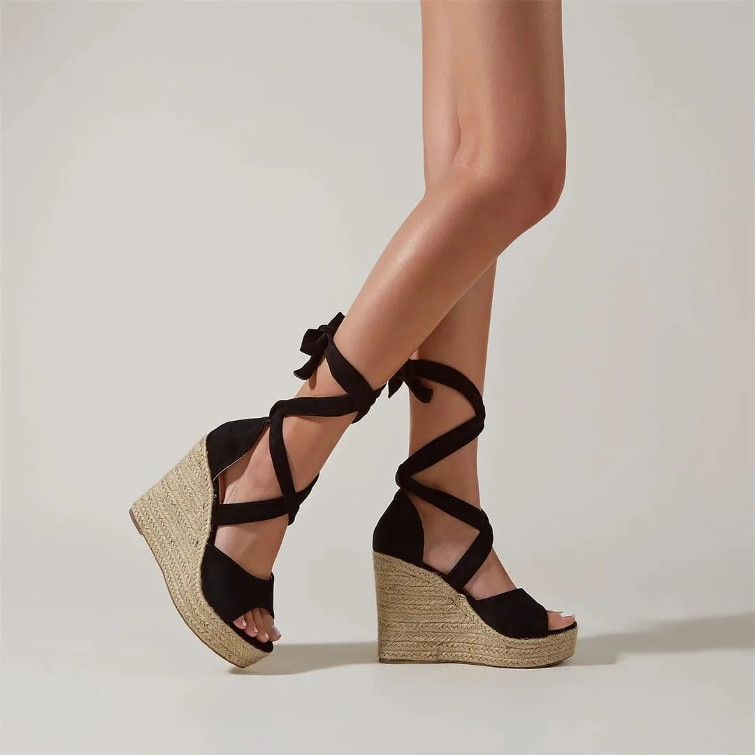 Women's Elegant Wedge Sandals Open Toe Ankle Strap Comfortable Platform Office Casual Pumps