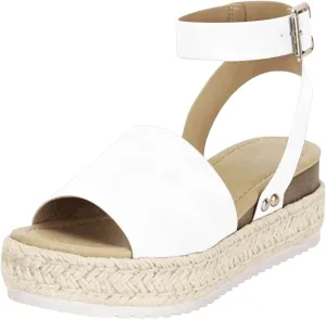 Women's Espadrille Wedge Sandals Open Toe Strappy Platform Beach Sandals Comfortable Dressy Arch Support Walking Shoes Summer Boho Casual Beach Sandal Slip On Ankle Strap Wedge Sandal Shoes
