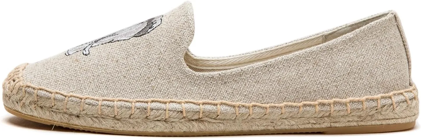 Women's Flat Espadrilles - Soft Women Sneakers Handcrafted Canvas Espadrille Fashion Simple Design Non-Slip Sole Suitable for Summer,Spring,Autumn