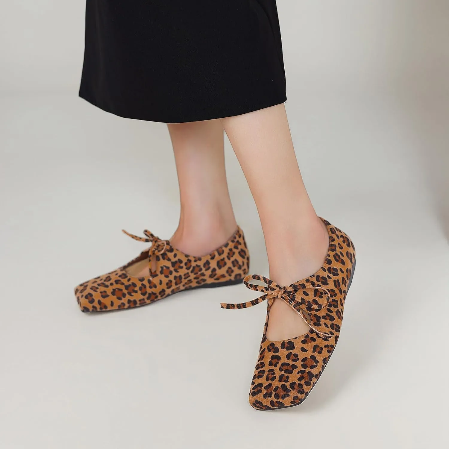 Women's Flats Soft Faux Leather Mary Jane Flats Comfortable Ballet Flats Business Casual Work Square Toe Slip On Dress Mary Jane Shoes