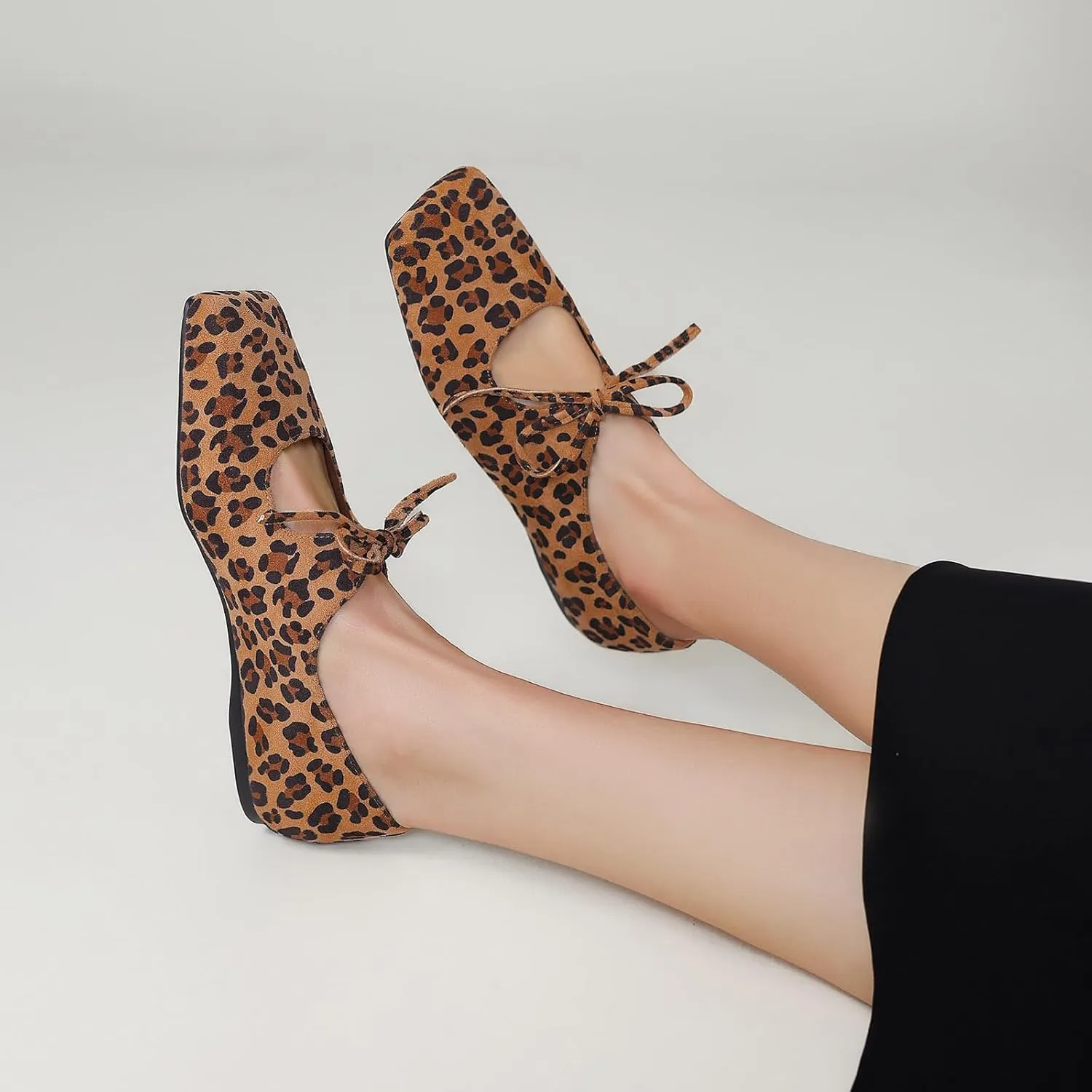 Women's Flats Soft Faux Leather Mary Jane Flats Comfortable Ballet Flats Business Casual Work Square Toe Slip On Dress Mary Jane Shoes