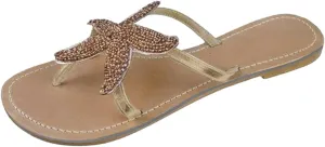 Womens Flip Flops Cute Starfish Flat Sandals Comfy Clip Toe Flip Flops, Comfortable Bohemian Flats Summer Beach Slip on Sandals Casual Walking Thong Sandal
