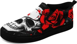 Women's Gothic Skull Canvas Slip-On Flat Shoes Men's Low top Dark Art Rose Stylish Sneakers Comfort Fashion Streetwear