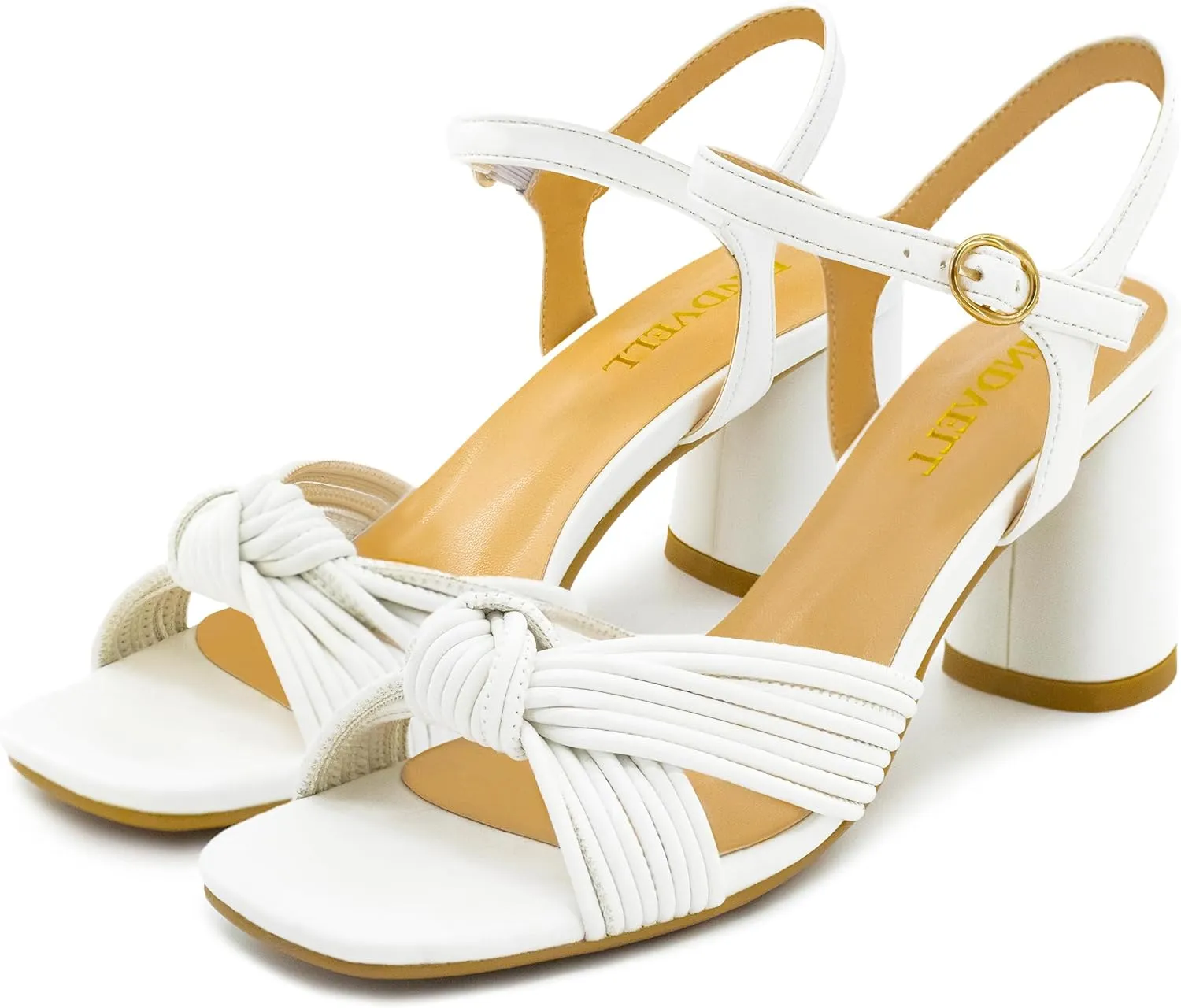 Women's Heeled Sandals Chunky Heel Strappy Metallic Braided Knotted Square Open Toe Ankle Strap Block Heel Sandals