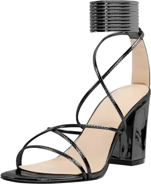 Women's Lace Up Chunky Low Block Heeled Gladiator Sandals