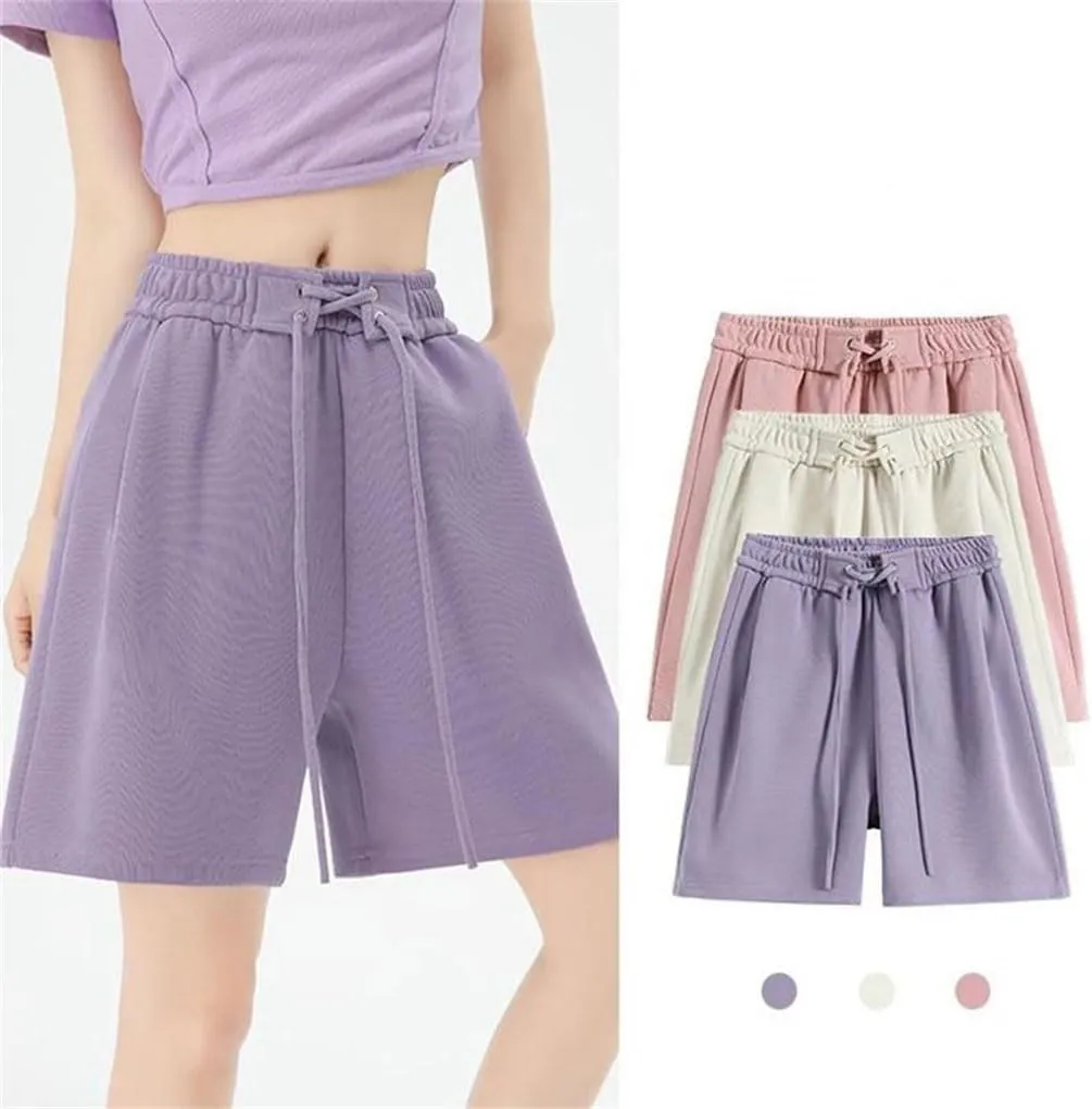 Women's Lace-Up Elastic Waist Shorts Ladies Solid Color Jogging Comfort Loose Casual Shorts