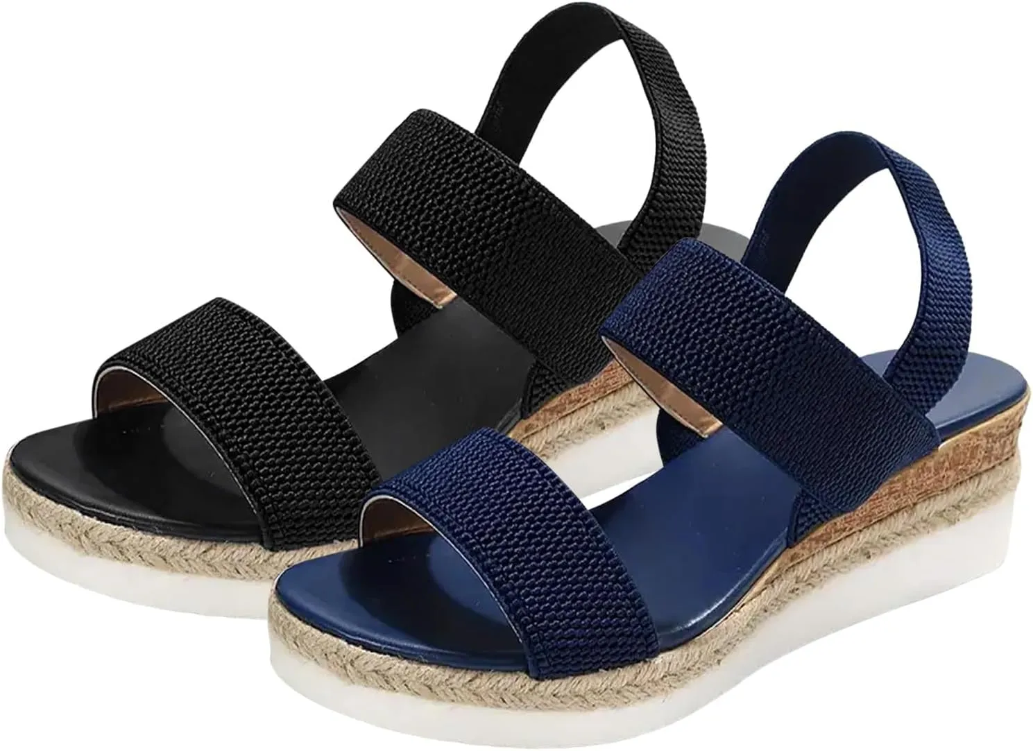 Women's Low Wedge Heels Comfortable Dressy Cork Cute Summer One Band Casual Trendy Flat Sandals with Adjustable Ankle Strap