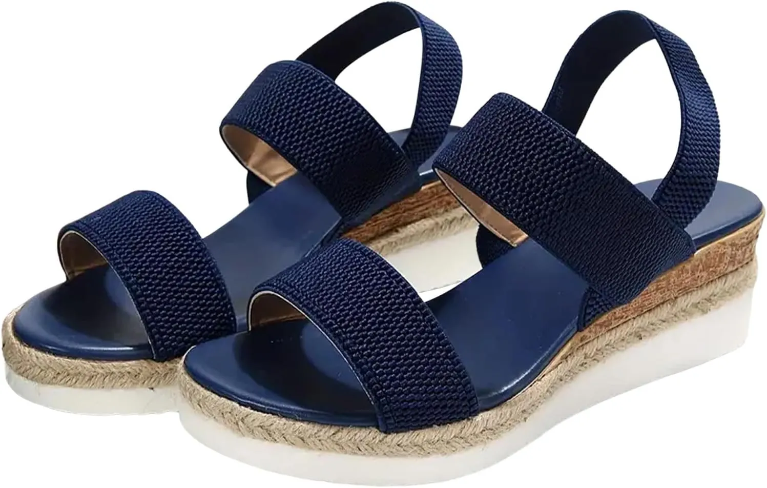 Women's Low Wedge Heels Comfortable Dressy Cork Cute Summer One Band Casual Trendy Flat Sandals with Adjustable Ankle Strap