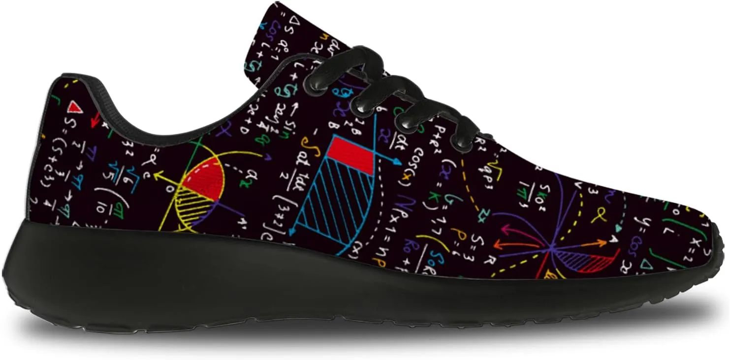 Women's Men's Math Print Running Shoes Comfort Tennis Gym Shoes Walking Sneakers Gifts for Him Her