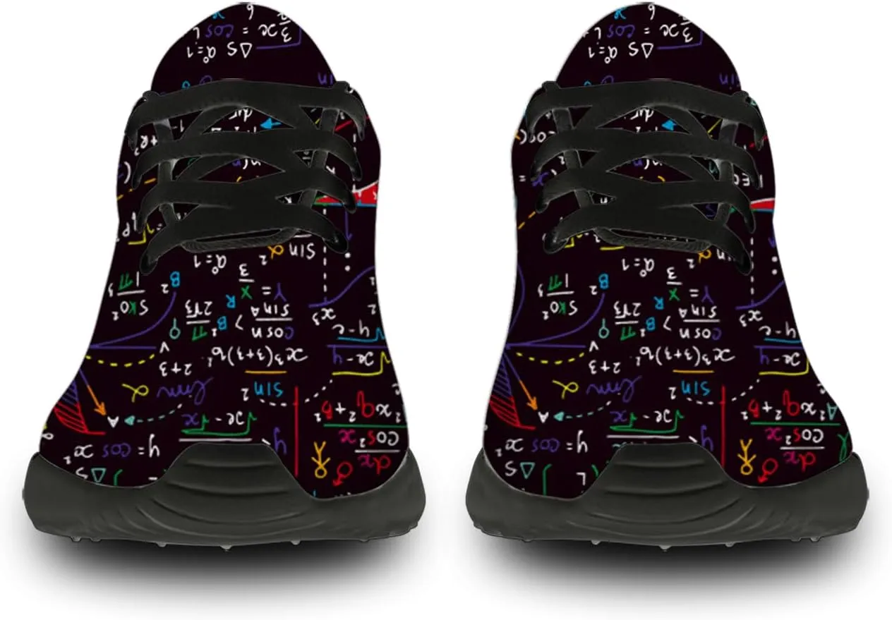 Women's Men's Math Print Running Shoes Comfort Tennis Gym Shoes Walking Sneakers Gifts for Him Her