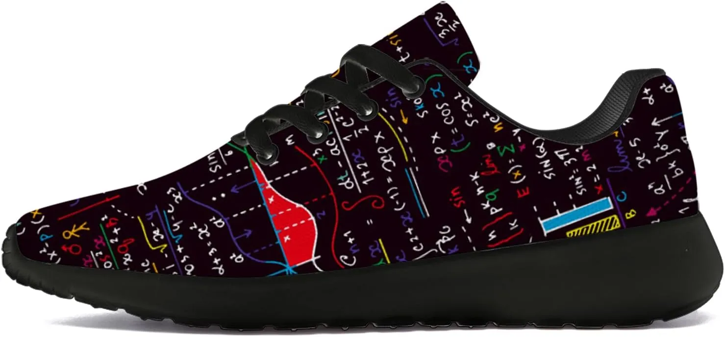 Women's Men's Math Print Running Shoes Comfort Tennis Gym Shoes Walking Sneakers Gifts for Him Her