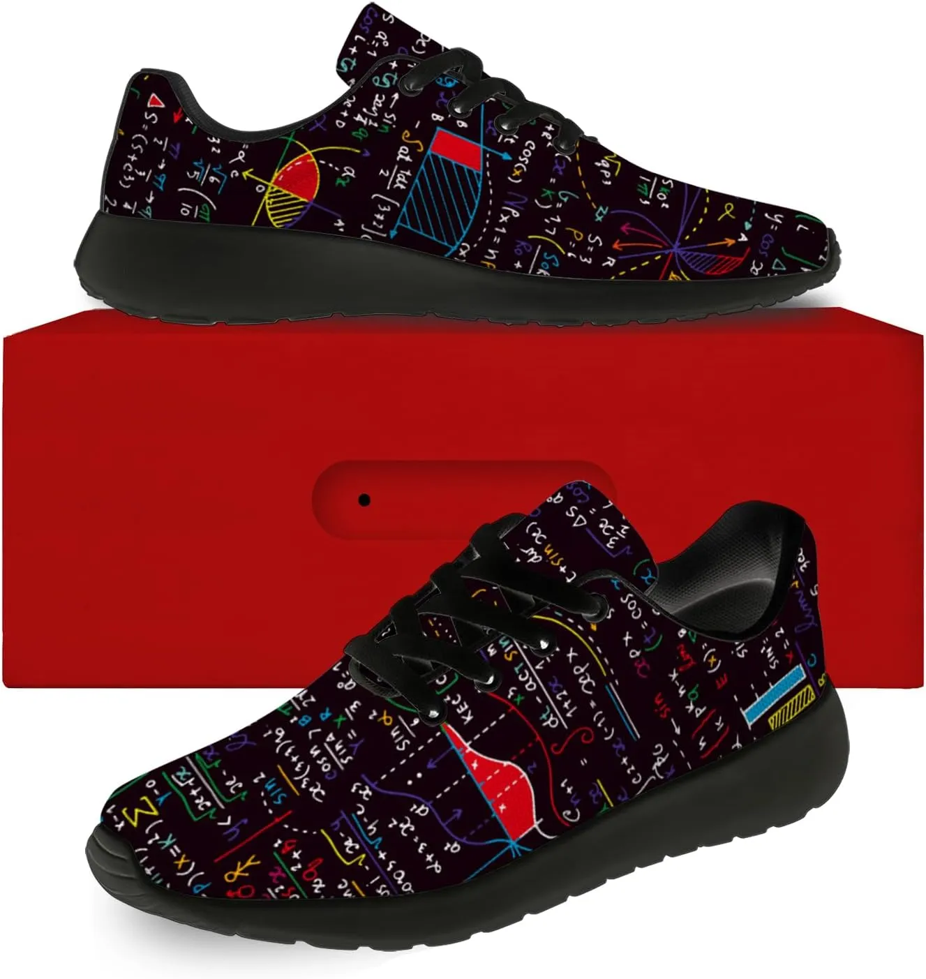 Women's Men's Math Print Running Shoes Comfort Tennis Gym Shoes Walking Sneakers Gifts for Him Her