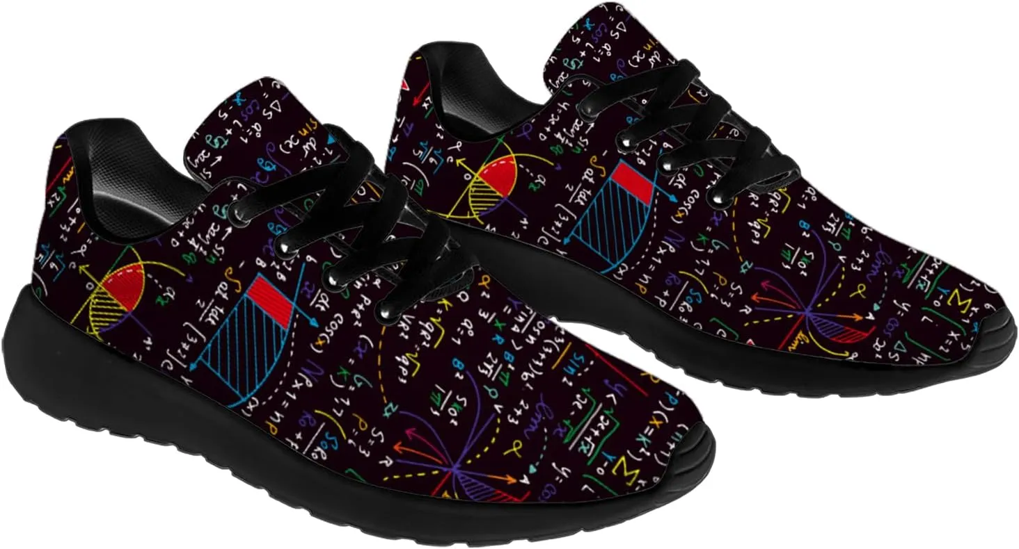 Women's Men's Math Print Running Shoes Comfort Tennis Gym Shoes Walking Sneakers Gifts for Him Her