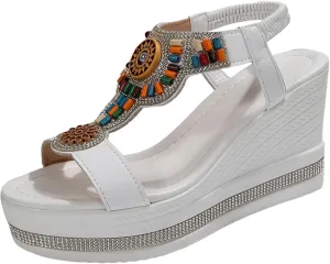 Women's Open Toe Platform Wedge Sandals Women's Fashion Comfortable High Heel Wedge Sandals Thick Sole Butterfly