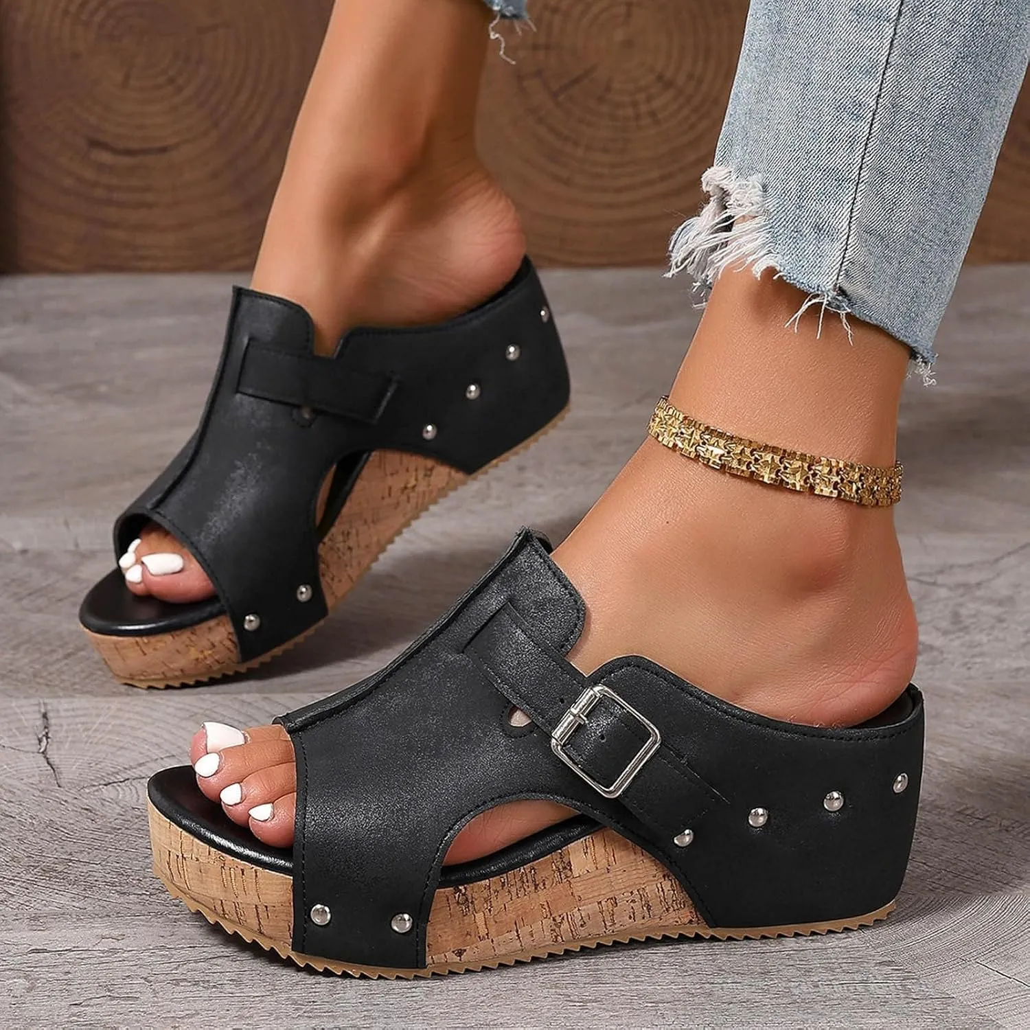 Womens Orthopedic Arch Support Platform Wedge Sandals Open Toe Slip on Elegant Strap Bohemian Shoes Summer Comfortable Walking Casual Beach Dress High Heels Slippers