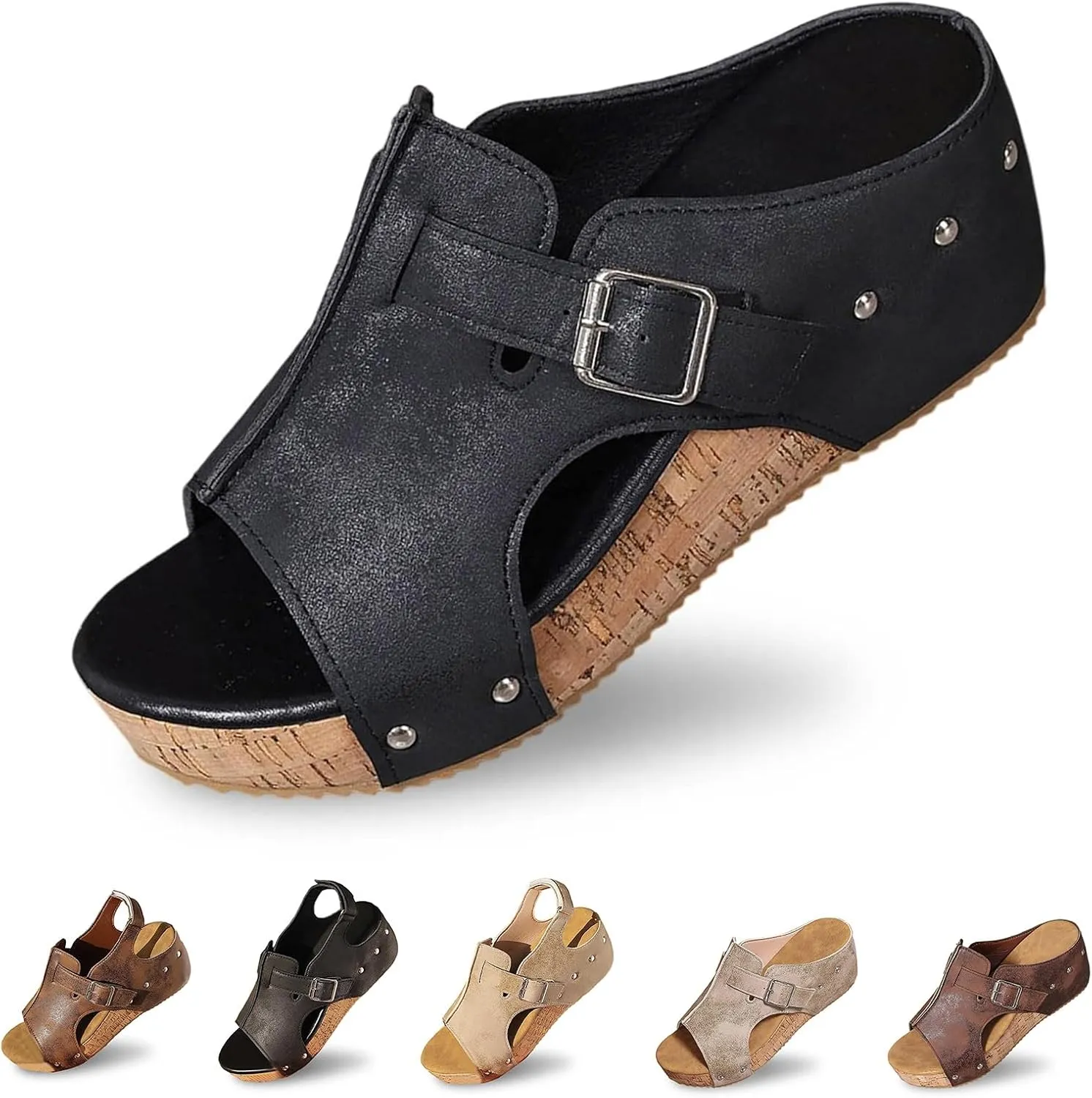 Womens Orthopedic Arch Support Platform Wedge Sandals Open Toe Slip on Elegant Strap Bohemian Shoes Summer Comfortable Walking Casual Beach Dress High Heels Slippers