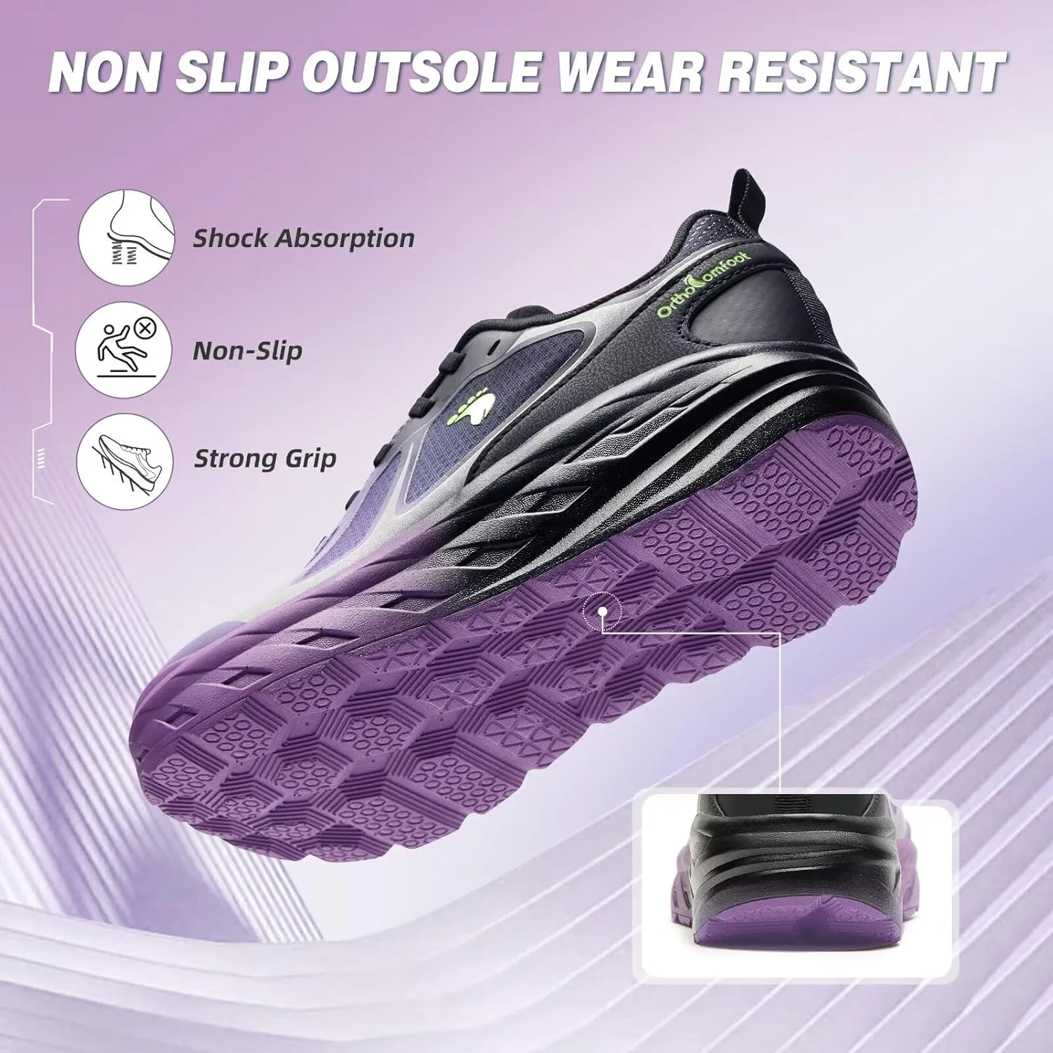 Women's Orthopedic Diabetic Wide Running Shoes: Comfortable Casual Arch Support Plantar Fasciitis Sports Sneakers, High Arch Orthotic Work Tennis Walking Shoes for Foot and Heel Pain Relief