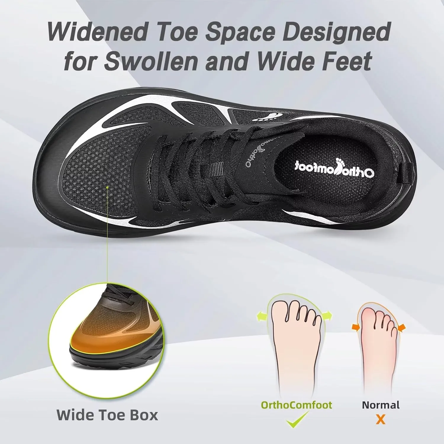 Women's Orthopedic Diabetic Wide Running Shoes: Comfortable Casual Arch Support Plantar Fasciitis Sports Sneakers, High Arch Orthotic Work Tennis Walking Shoes for Foot and Heel Pain Relief
