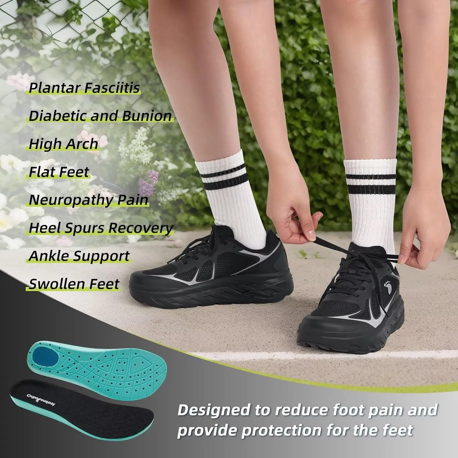Women's Orthopedic Diabetic Wide Running Shoes: Comfortable Casual Arch Support Plantar Fasciitis Sports Sneakers, High Arch Orthotic Work Tennis Walking Shoes for Foot and Heel Pain Relief