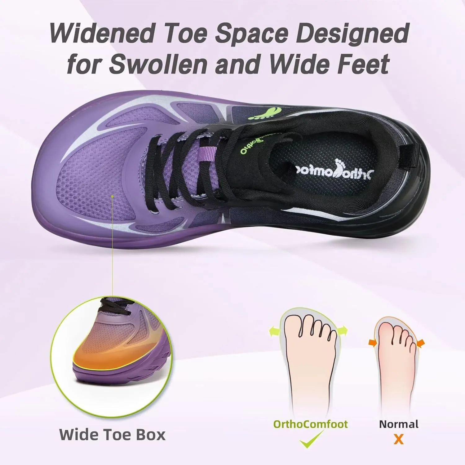 Women's Orthopedic Diabetic Wide Running Shoes: Comfortable Casual Arch Support Plantar Fasciitis Sports Sneakers, High Arch Orthotic Work Tennis Walking Shoes for Foot and Heel Pain Relief